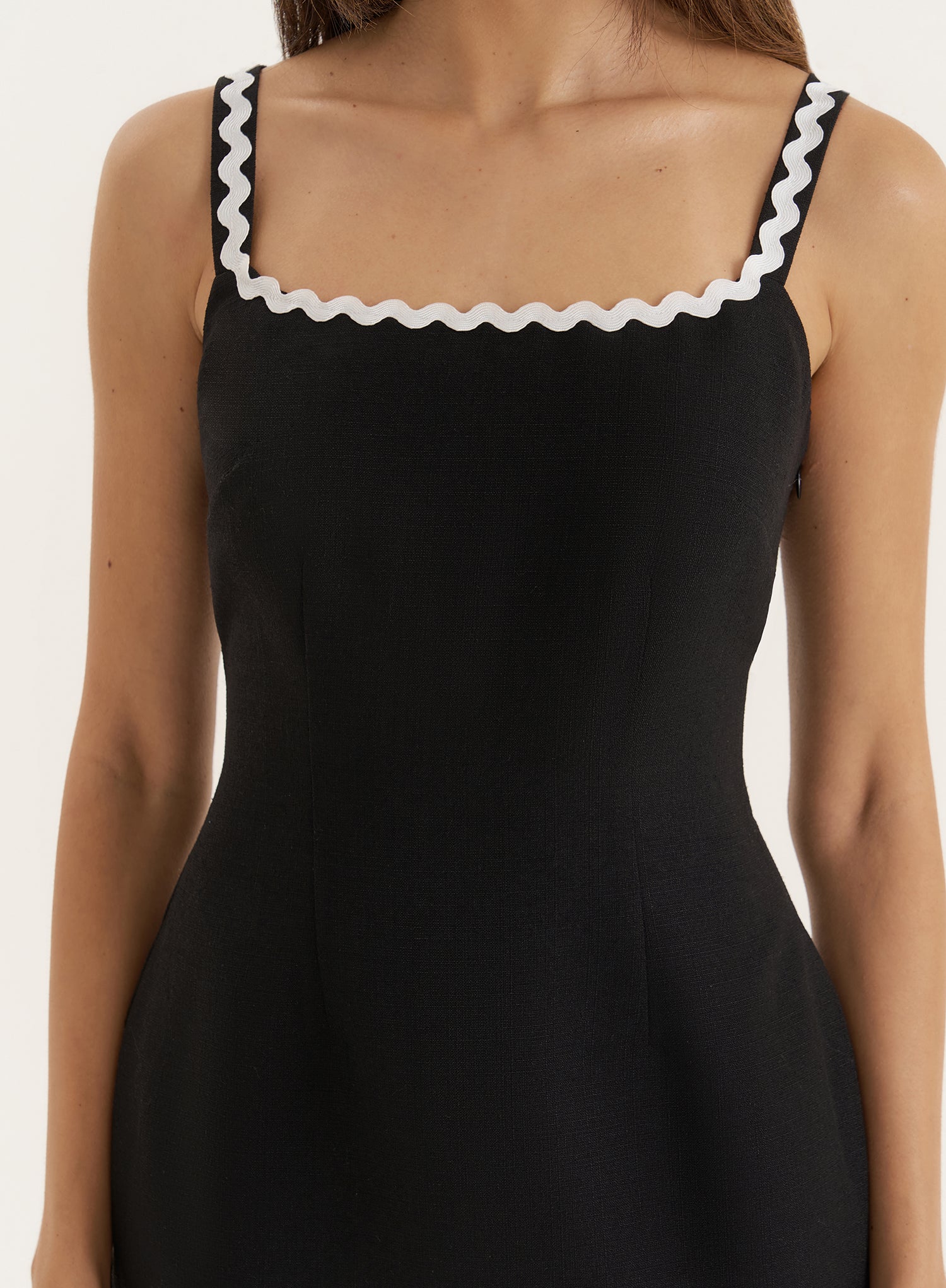 Black Constrast Trim Mini Dress